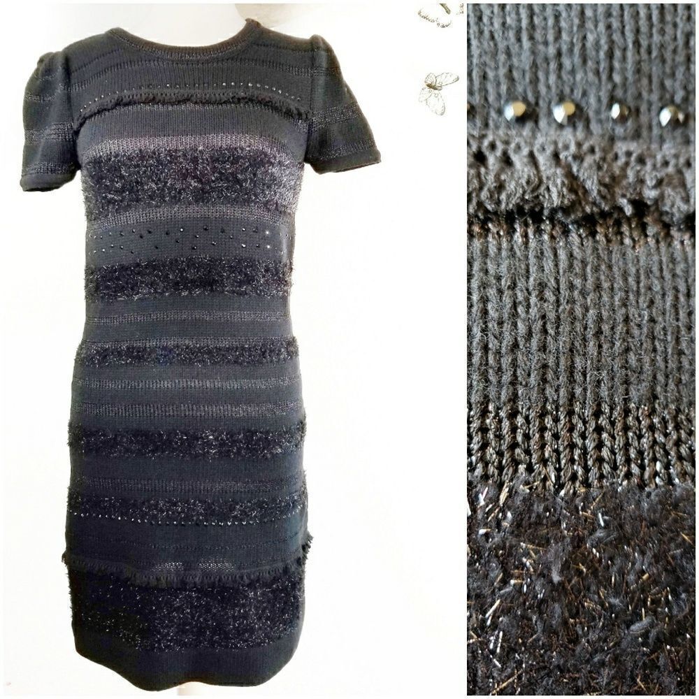 Mcginn black short sleeve glitzy sweater dress